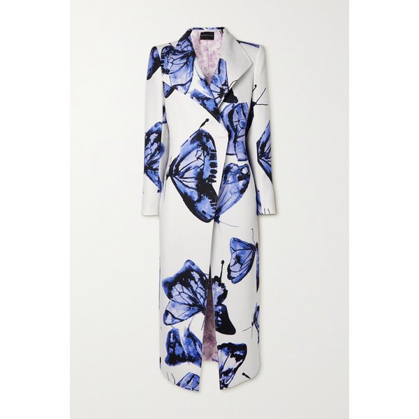 브랜든 맥스웰 Printed Wool And Silk-blend Coat 블루 24772899113083135