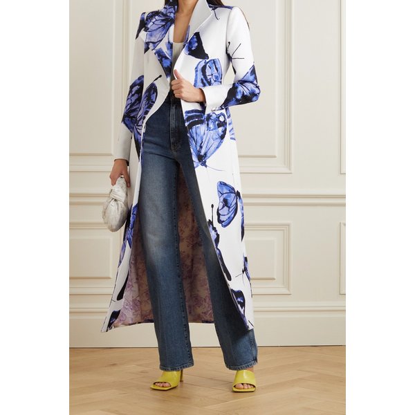 브랜든 맥스웰 Printed Wool And Silk-blend Coat 블루 24772899113083135