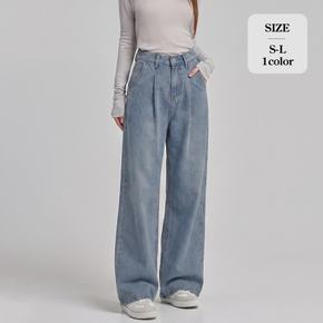 / 핀턱 스티치 와이드 데님 팬츠 (J2525)