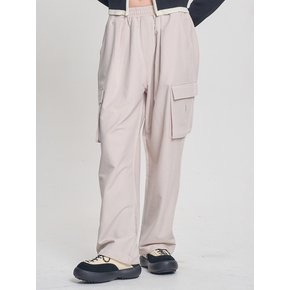 Wide Banding String Cargo Pants_ Cream