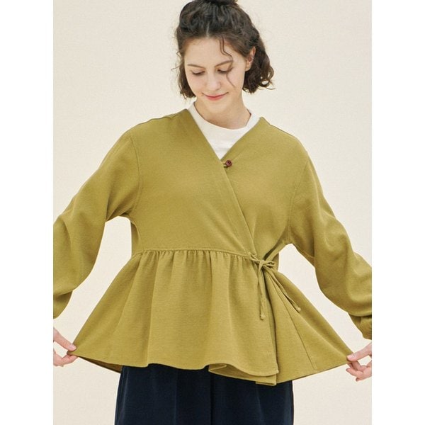 랩 블라우스 (와플 코튼) 카키 233304SKH