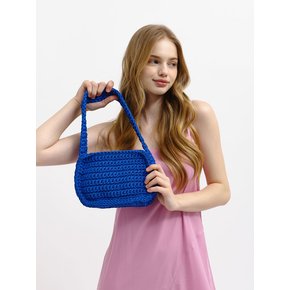 MACRAME SHOULDER BAG- PINK / COBALT BLUE