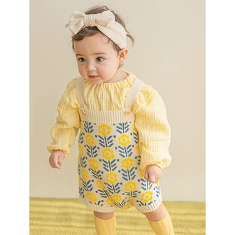 베이비블리 D26401 플로럴 니트 롬퍼 바디슈트