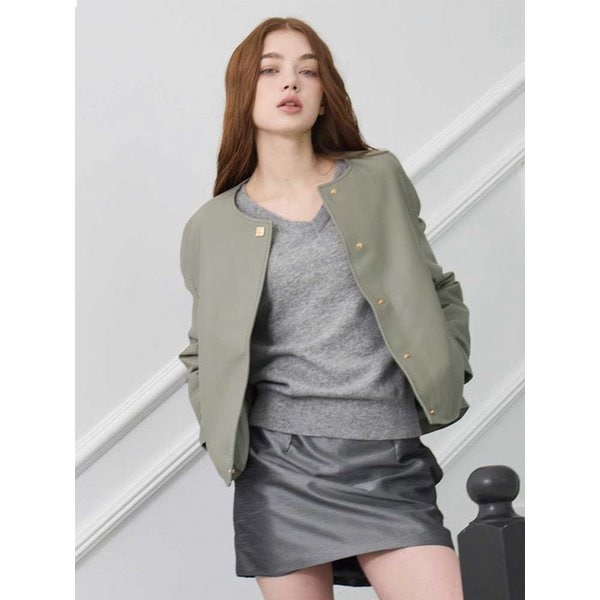 브리티쉬 램스킨 금장 버튼 포인트 레더 자켓_KSJK250102