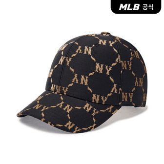 MLB [코리아공식] 다이아 모노그램 자카드 스트럭쳐 볼캡 NY (Black)