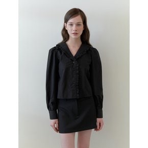 pring frill blouse - black