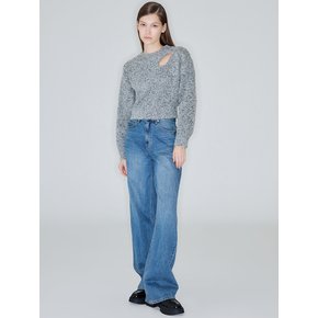 CUT-OUT CROP KNIT_GREY