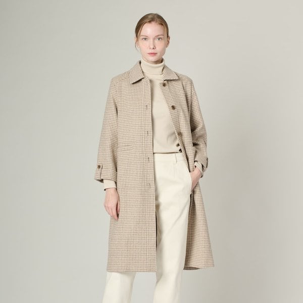 [여주점] 올앤선드리 스탠카라 소매턴업 체크 코트 A5S1H801