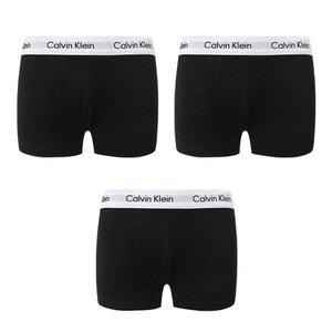 Calvin Klein 캘빈클라인 언더웨어 CK 코튼 스트레치 3팩 세트 로우라이즈 드로즈 블랙 U2664G-001