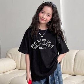 베비포 주니어 여아 반팔티 초등 아치 레터링 프린트 여름 티셔츠...