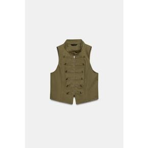 하이넥 집업 버튼 베스트 / 4341/702/505 KHAKI