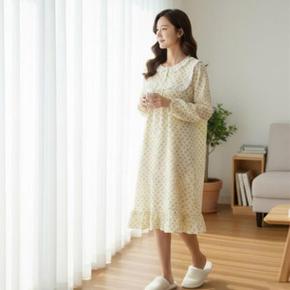 /옷자락 여자 스타일 순면 거즈 홈웨어 원피스