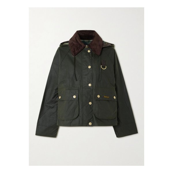 레이튼 후드 코듀로이 트리밍 왁스 코튼 재킷 다크 그린 46376663162881826