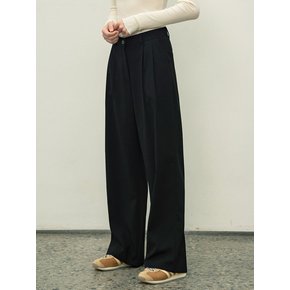 SIPT7052 muse two tuck wide slacks_Black