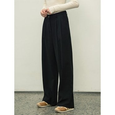 시야쥬 SIPT7052 muse two tuck wide slacks_Black