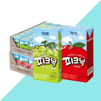  매일 피크닉 사과+청포도 200ml 각24팩씩 주스 음료수