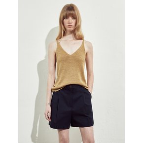 V-NECK KNIT SLEEVELESS_CAMEL