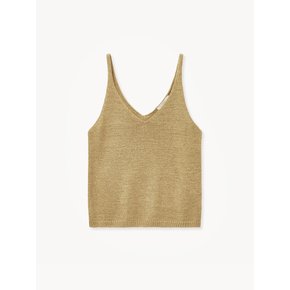 V-NECK KNIT SLEEVELESS_CAMEL