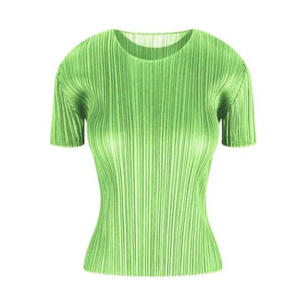26SS 플리츠플리즈 반팔 티셔츠 PP67JK40360 LIGHT GREEN DOM