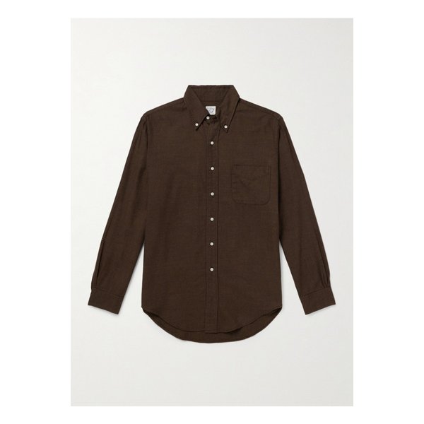 버튼다운 칼라 코튼 리오셀 혼방 플란넬 셔츠 브라운 1647597341087453