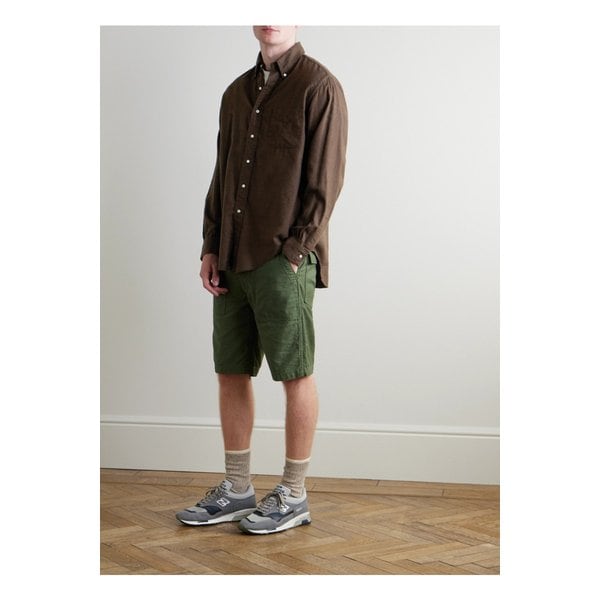 버튼다운 칼라 코튼 리오셀 혼방 플란넬 셔츠 브라운 1647597341087453