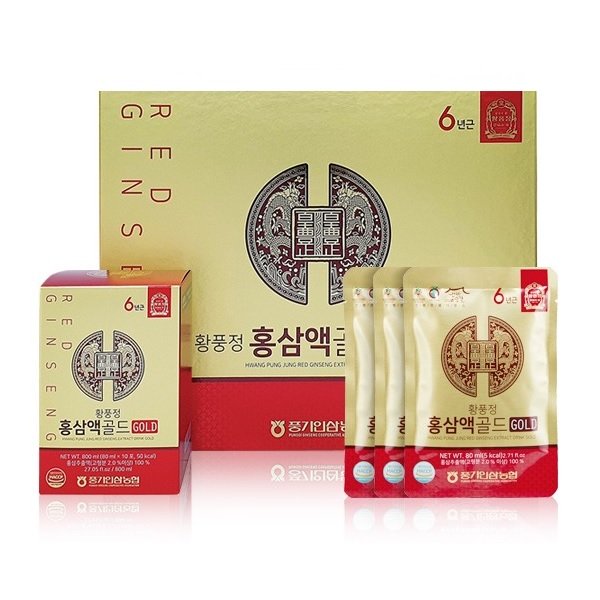 [풍기인삼농협] 황풍정 6년근 홍삼액골드 80ml x 60포 /쇼핑백 포함