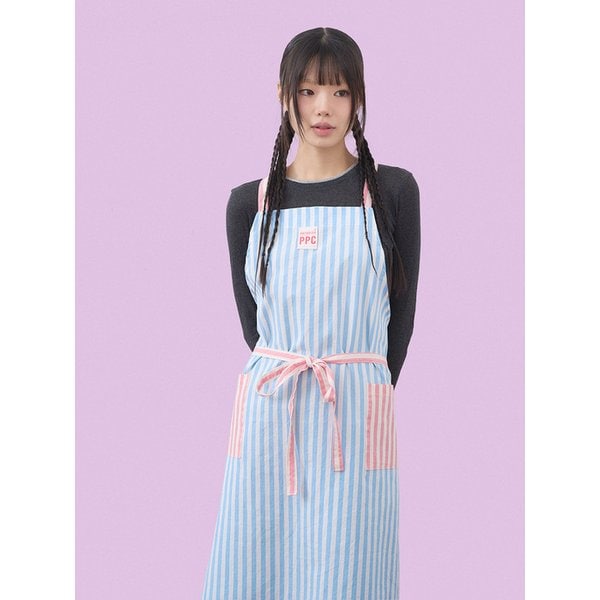 파스텔 믹스 롱 앞치마 (스카이)