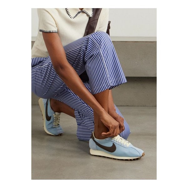 Ld-1000 가죽 브러시드 스웨이드 트리밍 메시 스니커즈 블루 1647597353248640