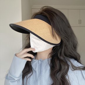 [1+1] 황금비율 자외선차단 라탄 썬캡 와이드챙 밀짚모자 컬러3종