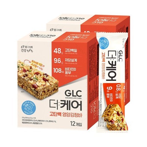 GLC 더케어 고단백 영양강정바 240g (24입) / 에너지바 영양간...