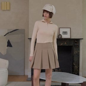 WOOL-LIKE PLEATED SKIRT W/INNER PANTS_Beige