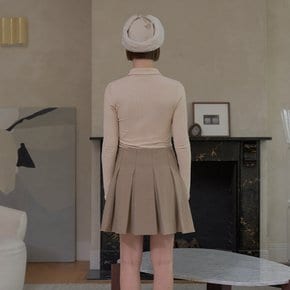 WOOL-LIKE PLEATED SKIRT W/INNER PANTS_Beige