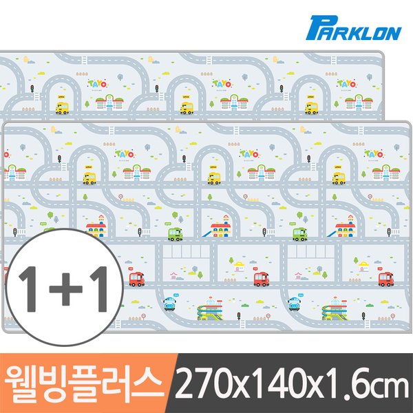 확대된 대표 파크론 1+1 타요 도로놀이 웰빙플러스 놀이방매트 270x140x1.6cm