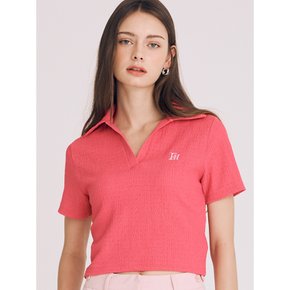 VNECK OPEN COLLAR TOP(PINK)