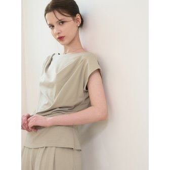 디아트레 Celine draped top [Olive beige]