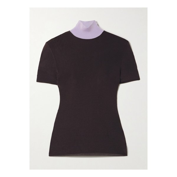 컬러 블록 니트 탑 브라운 46376663162915074