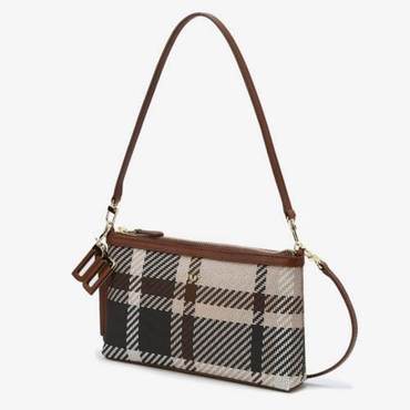 닥스 DCWA5F209W2  [25FW][TARTAN CHECK MIX] 브라운 타탄체크 가죽배색 숄더백