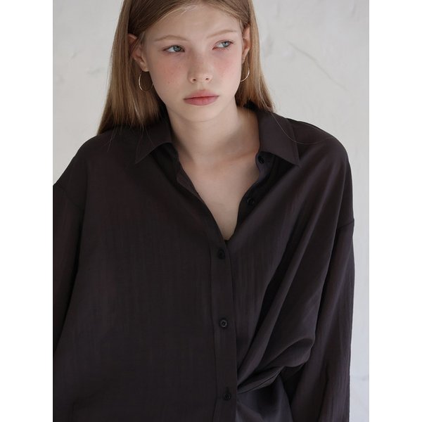 SIDE BUTTON OVERSIZED SHIRT_CHARCOAL