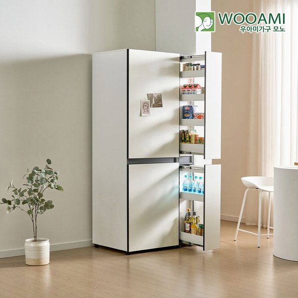 [착불] 우아미가구 모노 모트 슬라이딩 주방수납장 냉장고 틈새장 200