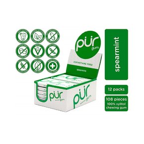 퍼 자일리톨 츄잉 껌 스피어민트 PUR Xylitol Chewing Gum 9피스 12팩