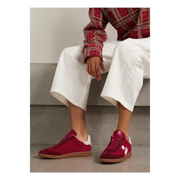 브라이스 가죽 트리밍 스웨이드 스니커즈 레드 46376663162937003