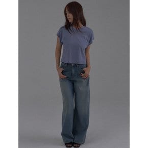 Dropped Shoulder Lettering Crop T-Shirt_Purple