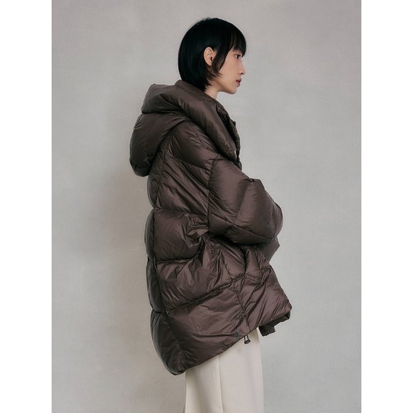 이지 웜 후디드 덕 다운 점퍼 [브라운]