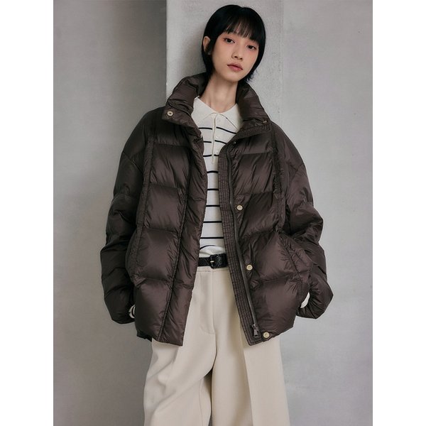 이지 웜 후디드 덕 다운 점퍼 [브라운]