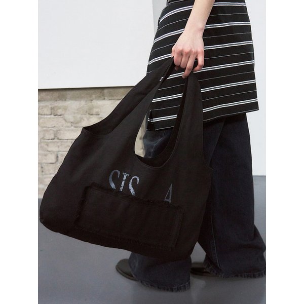 빈티지 워시드 코튼 쇼퍼백 [black]