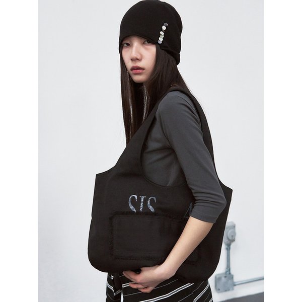 빈티지 워시드 코튼 쇼퍼백 [black]