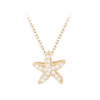 미니아트 14K 골드 미니 큐빅 목걸이 불가사리 펜던트