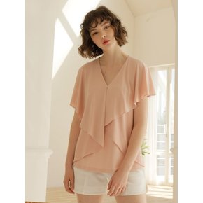 FLARE DRAPE SLEEVELESS T-SHIRTS_PINK