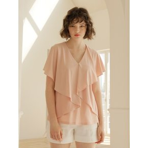 FLARE DRAPE SLEEVELESS T-SHIRTS_PINK