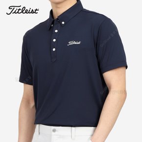 남성 베이직 스트레치 버튼-다운 셔츠 남색 골프티셔츠